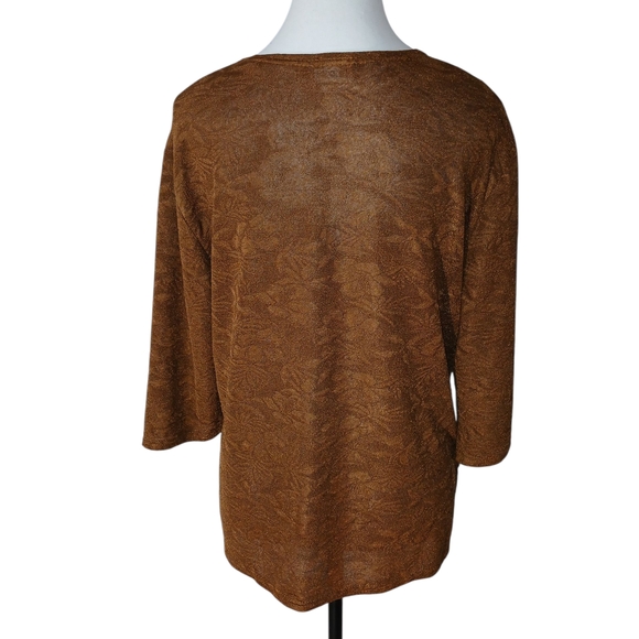 Chic Brown Floral Embroidered Blouse - Picture 3 of 4